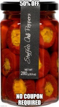 Stuffed Hot Cherry Peppers (Casina Rossa) Best By 30Nov2025