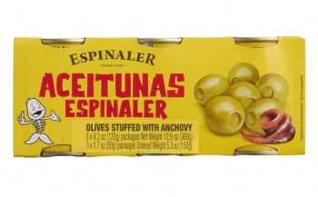 Anchovy Stuffed Manzanilla Olives Small Can 3-Pack (Espinaler)