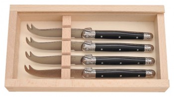 Laguiole Black Cheese Knife Set  4 knives (Jean Dubost)