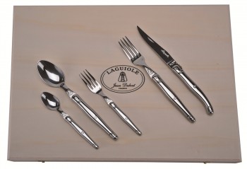 Laguiole Stainless 20 piece silverware set (4 dinner forks , 4 salad forks, 4 knives, 4 Tablespoons, 4 teaspoons) (Jean Dubost)