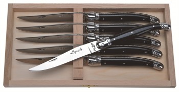 Laguiole Black ABS Steak Knife Set  6 knives (Jean Dubost)