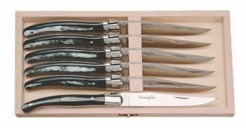 Laguiole Real Horn Steak Knife Set  6 knives (Jean Dubost)