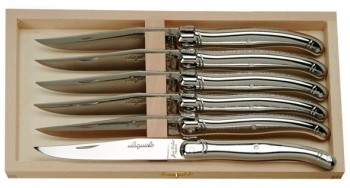 Laguiole Stainless Steel Steak Knife Set  6 knives (Jean Dubost)
