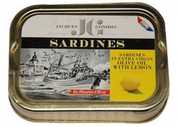 Sardines in Organic Extra Virgin Olive Oil with Lemon (Gonidec)