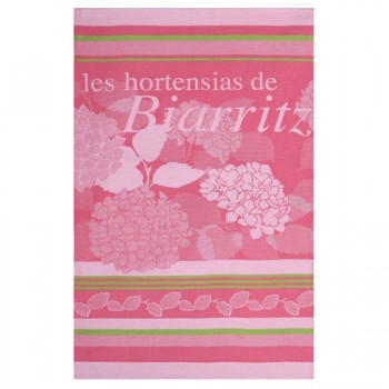 Hydrangea Tea Towel Pink with Green (Jean Vier)