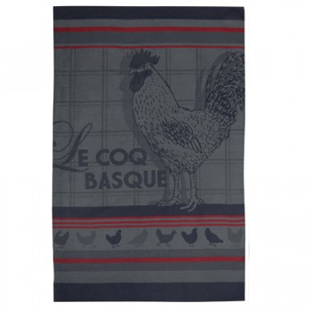 Rooster Tea Towel Grey with Red (Jean Vier)